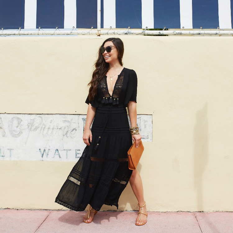 Black Midi Dress in Miami